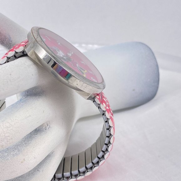 Watch Minnie Mouse Accutime for Disney Pink Dial Pink Polka Dot Enamel Stretch B - Picture 3 of 8